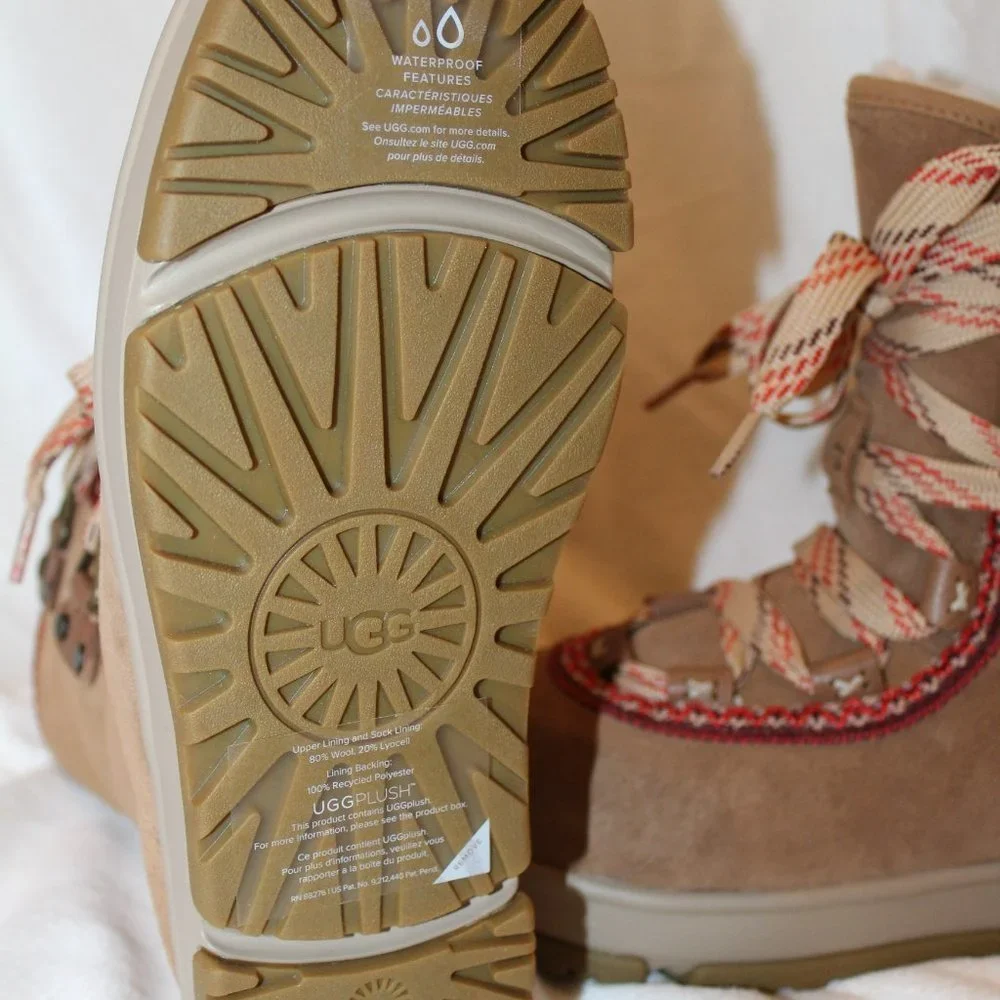 NIB UGG WOMEN'S HIKER HI CLASSIC SUEDE WINTER HIKING‎ SNOW BOOTS CHESTNUT